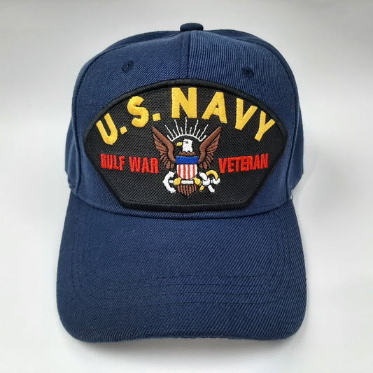 U.S. Navy Gulf War Veteran Men's Ball Cap Hat Blue Embroidered Patch