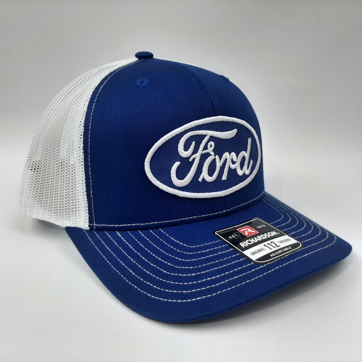 Ford Patch Richardson 112 Trucker Mesh Snapback Cap Hat Blue & White