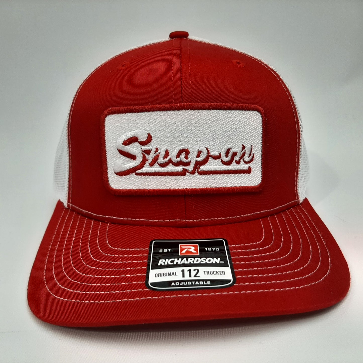 Snap On Snap-On Patch Richardson 112 Trucker Mesh Snapback Cap Hat Red & White