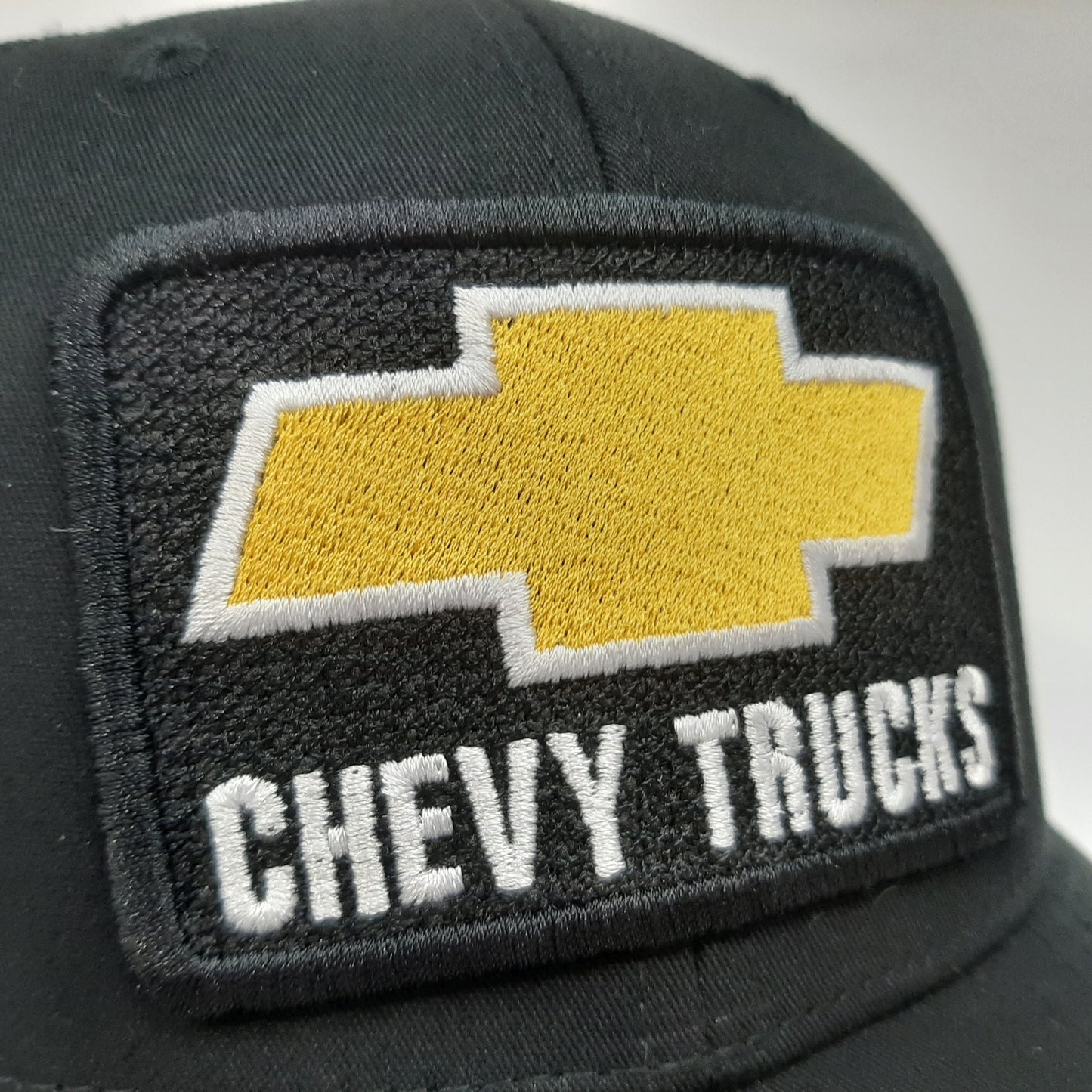 Chevy Trucks Embroidered Patch Richardson 112 Curved Bill Trucker Mesh Snapback Cap Hat Black Size XL