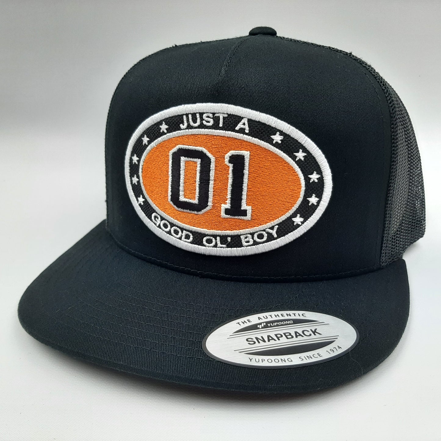 Dukes of Hazzard Gerneral Lee Embroidered patch flat bill mesh snapback cap hat black