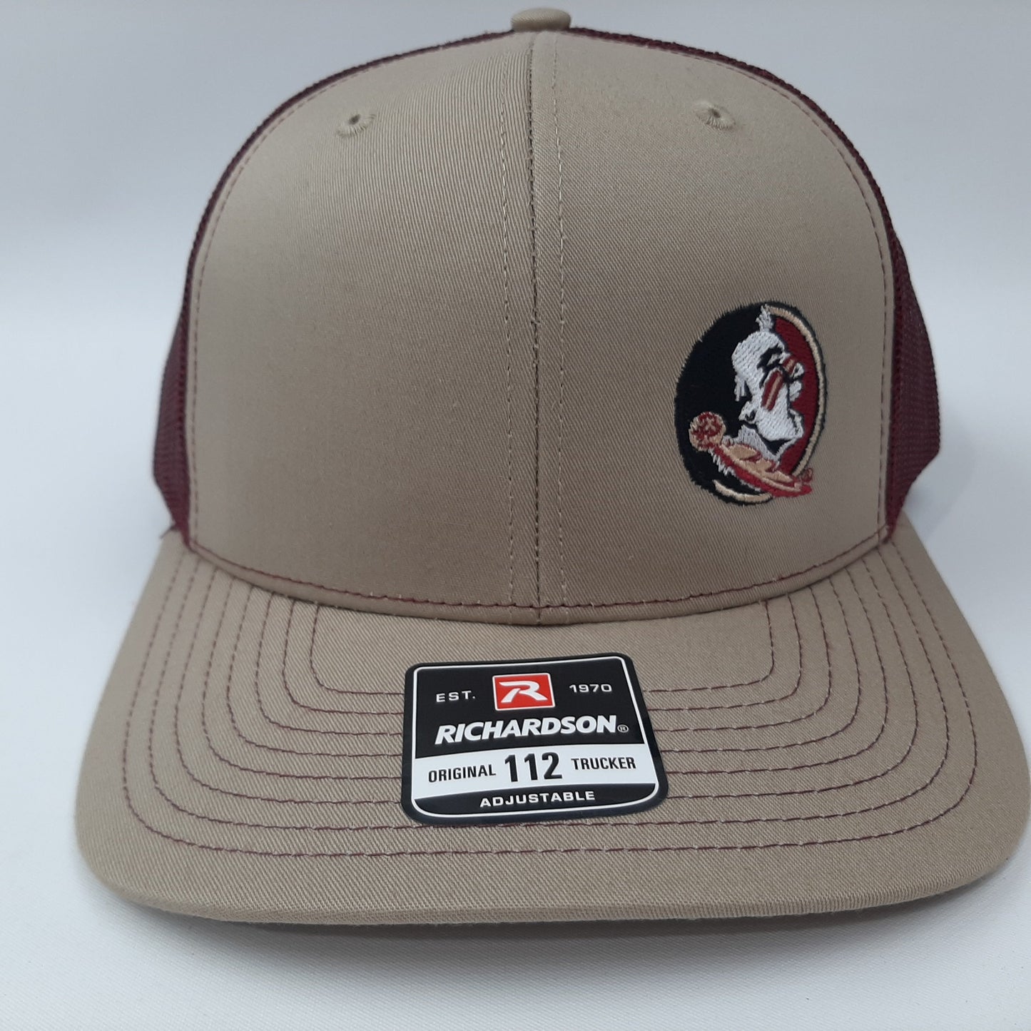 FSU Florida State Seminoles Richardson 112 Blank Low Profile Snapback Mesh Baseball Trucker Hat Cap Khaki & Burgundy