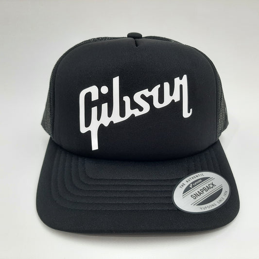Gibson curved bill Foam mesh snapback cap hat black