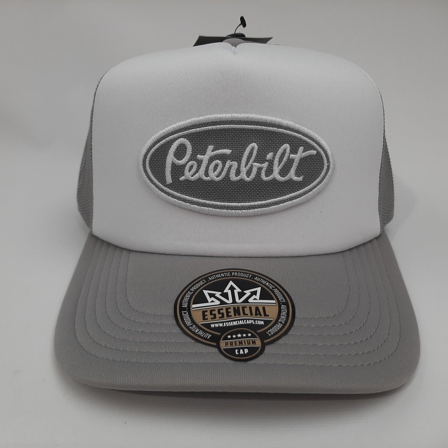 Peterbilt Foam Trucker Mesh Snapback Hat Cap Gray & White