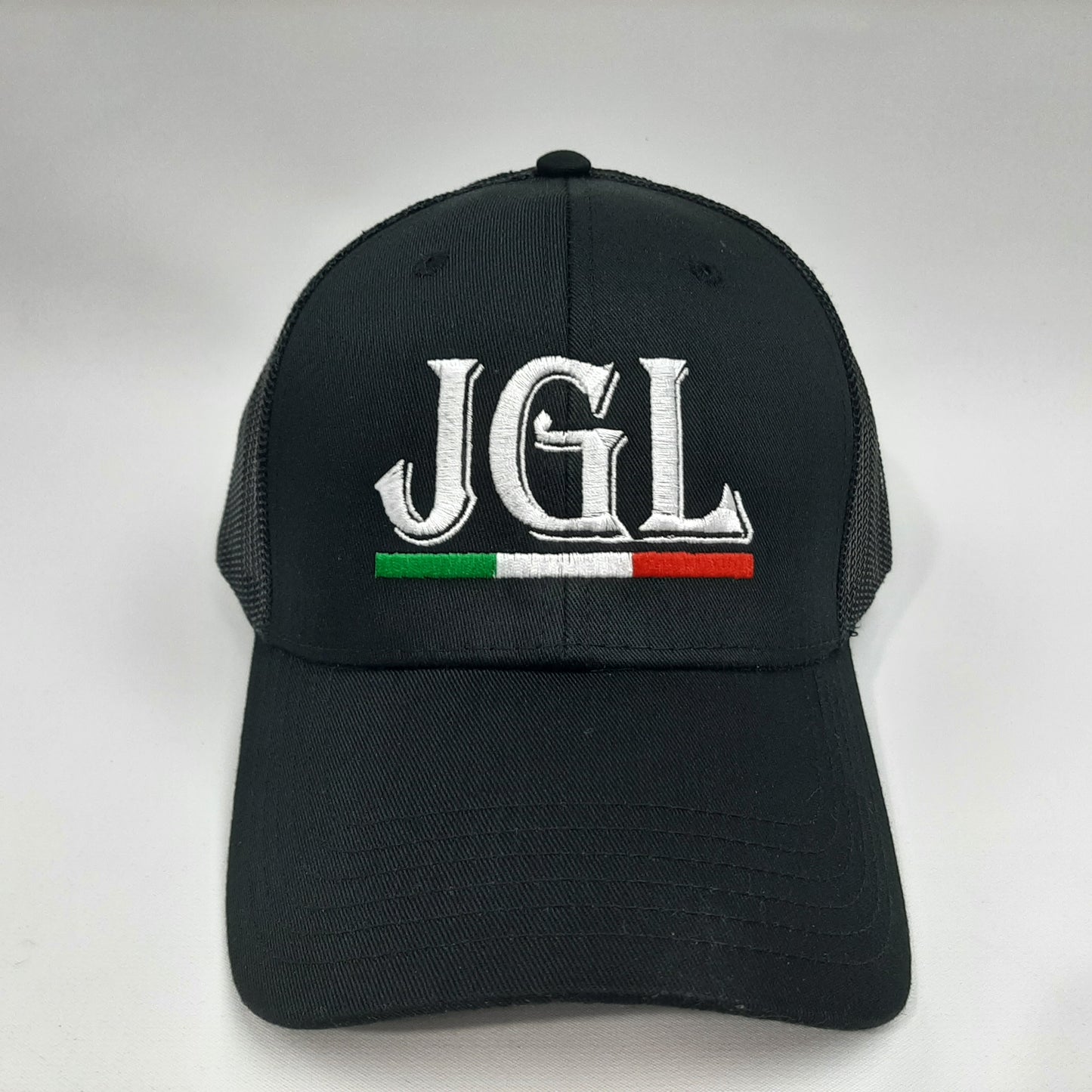 JGL Embroidered Patch Curved Bill Mesh Snapback Cap Hat Black