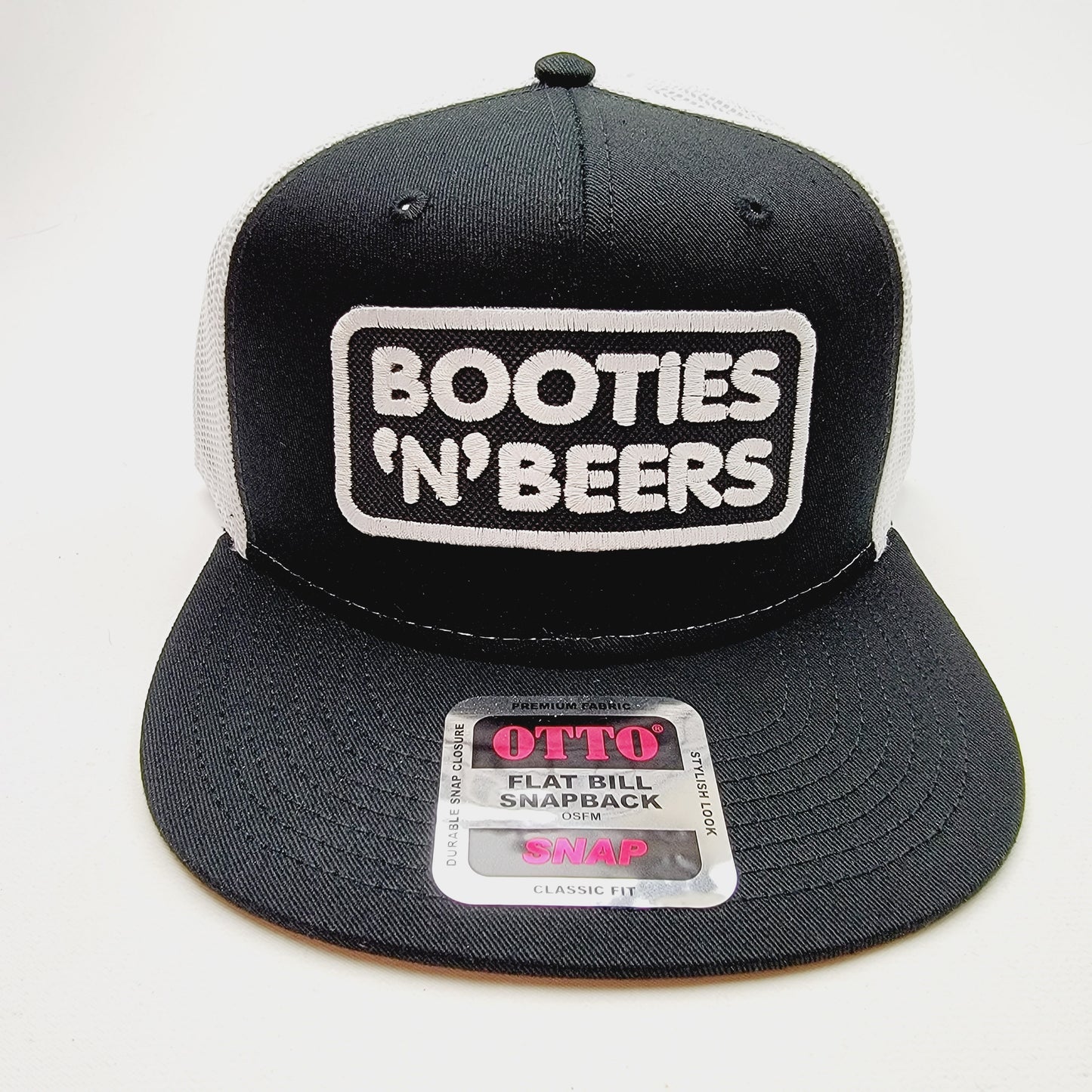 Booties N Beers Embroidered Patch Hat Baseball Cap Adjustable Black/White
