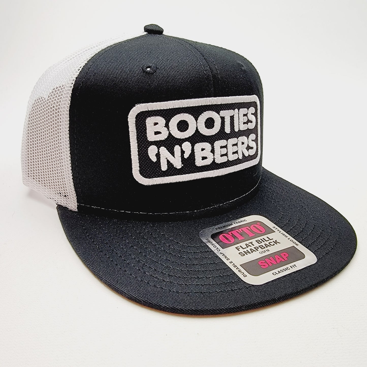 Booties N Beers Embroidered Patch Hat Baseball Cap Adjustable Black/White