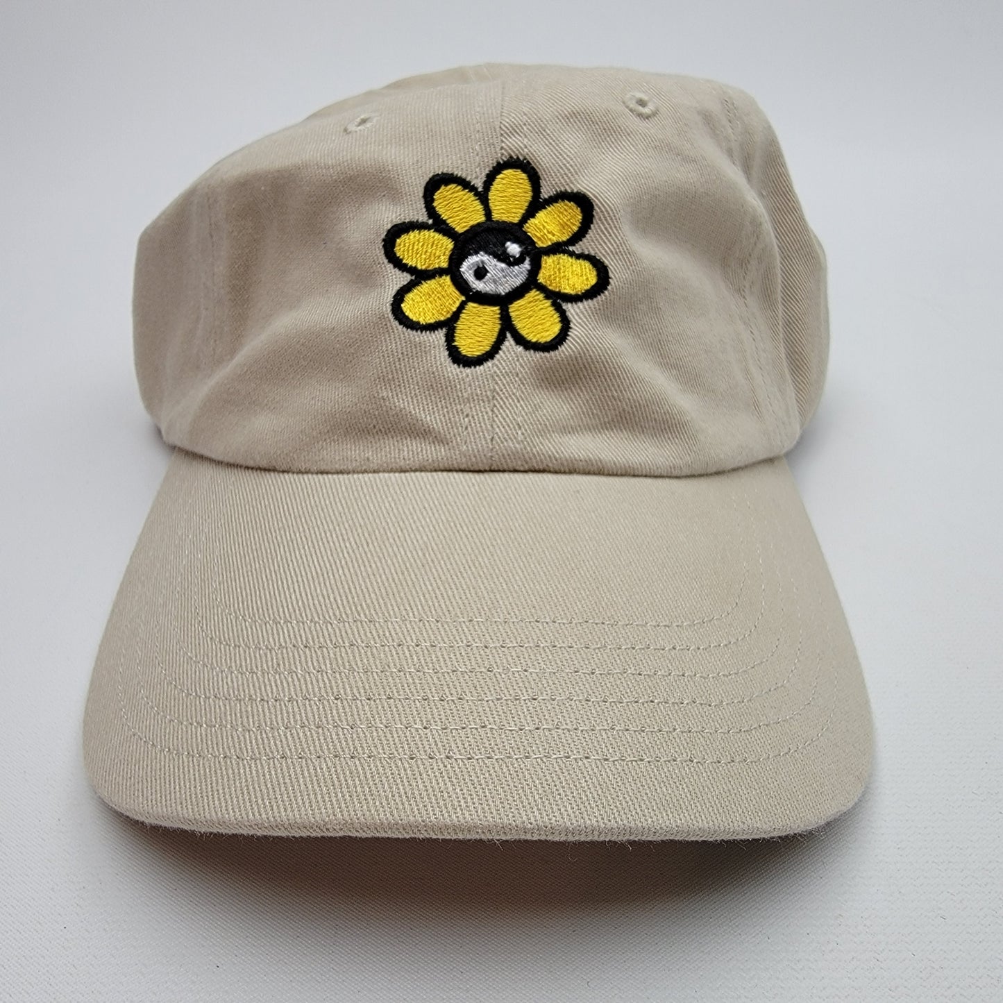 Yin & Yang Sunflower Richardson R55 Relaxed Cotton Women's Embroidered Buckle Strap Curved Bill Hat Cap Khaki