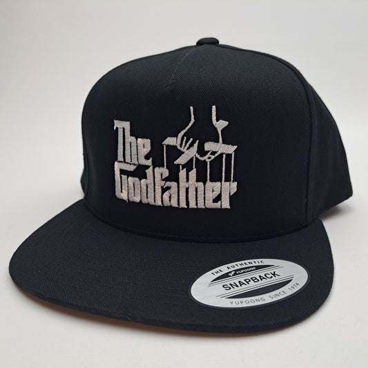 The Godfather Flat Bill Brim Vintage Trucker Style Snapback Hat Cap Black