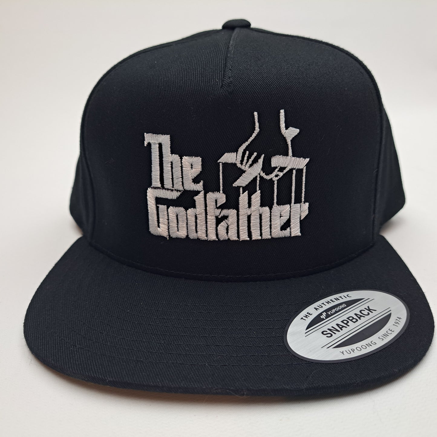 The Godfather Flat Bill Brim Vintage Trucker Style Snapback Hat Cap Black