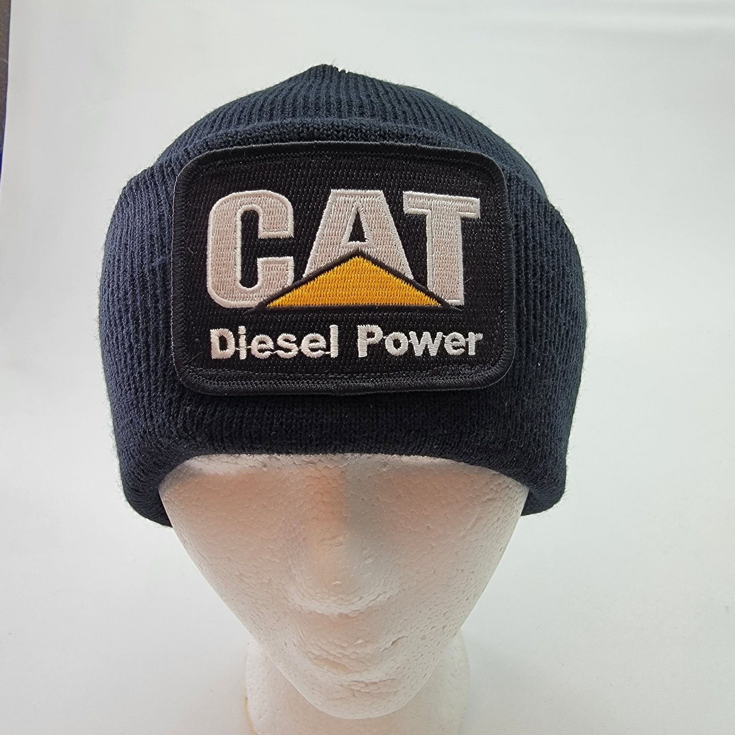 CAT Diesel Power Embroidered Patch Beanie Black Long Cuff