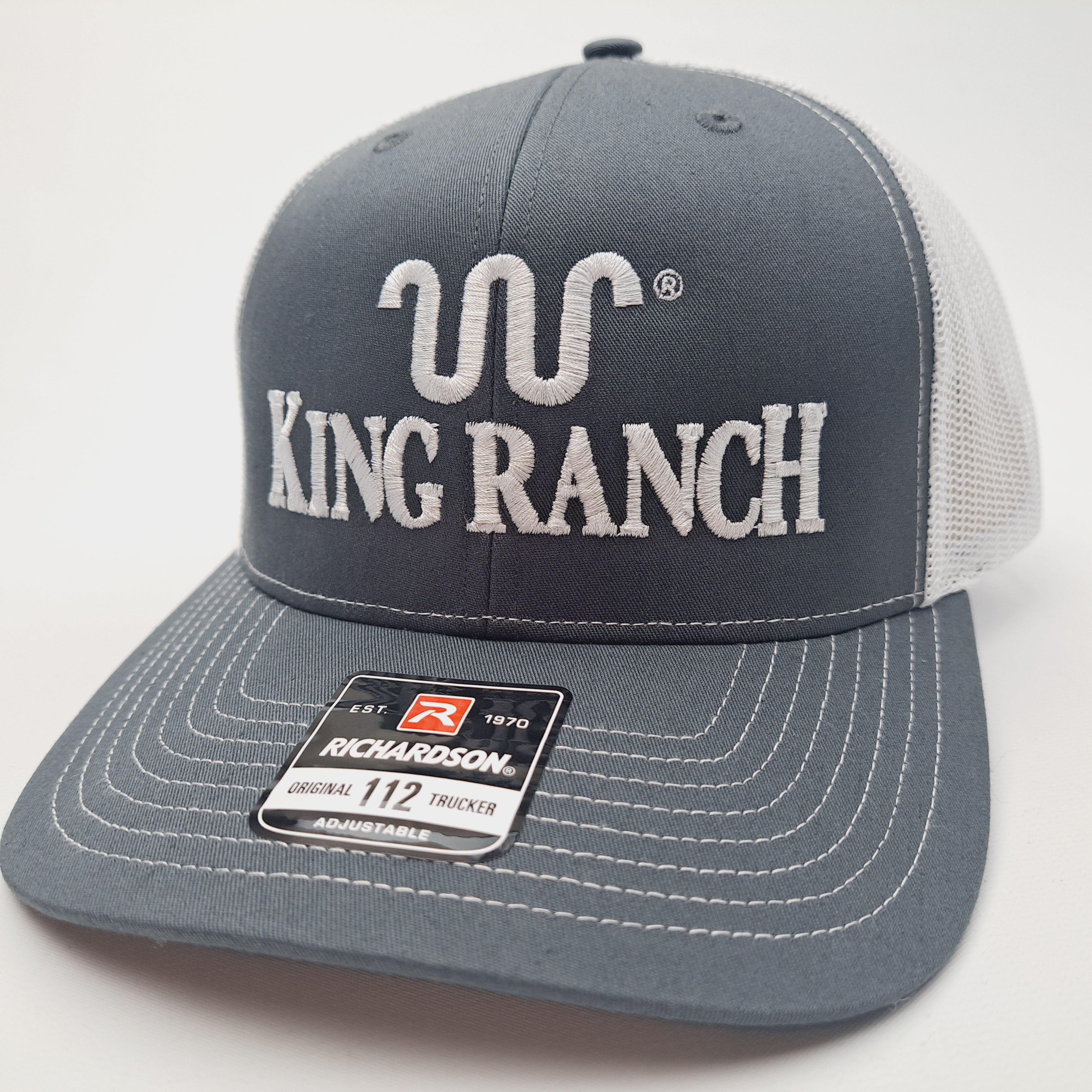 King Ranch Richardson 112 Mesh Trucker Snapback Hat Cap Gray & White E ...