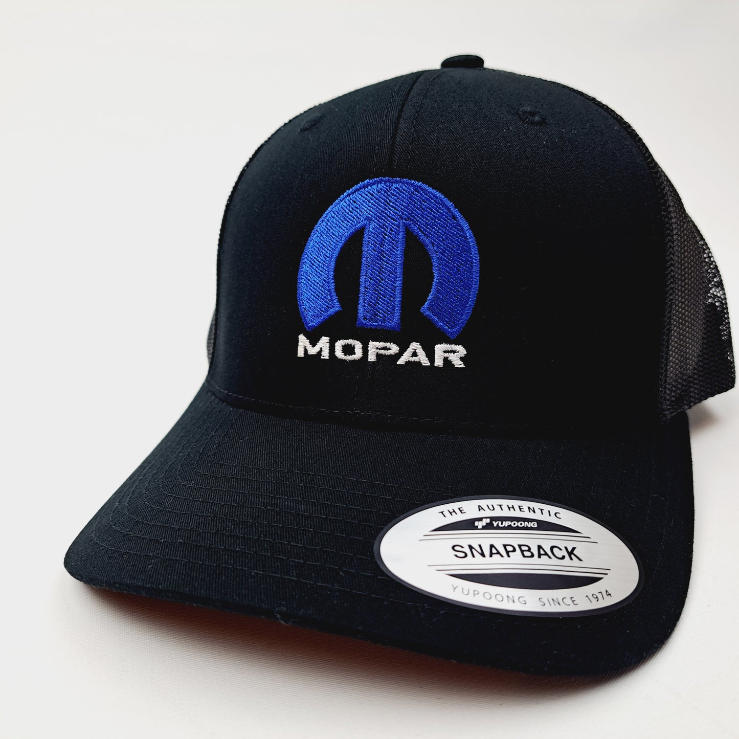 Mopar Curved Bill Low Profile Trucker Mesh Snapback Cap Hat Black