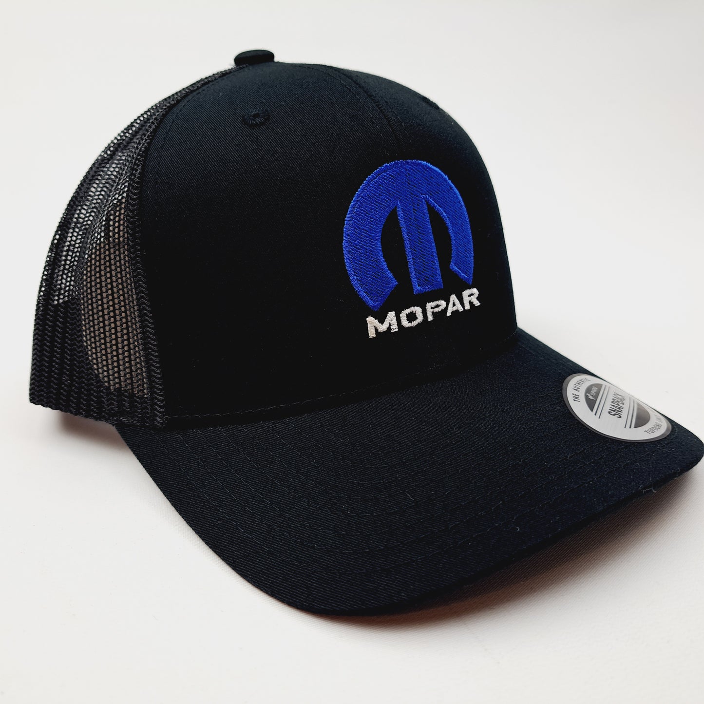 Mopar Curved Bill Low Profile Trucker Mesh Snapback Cap Hat Black