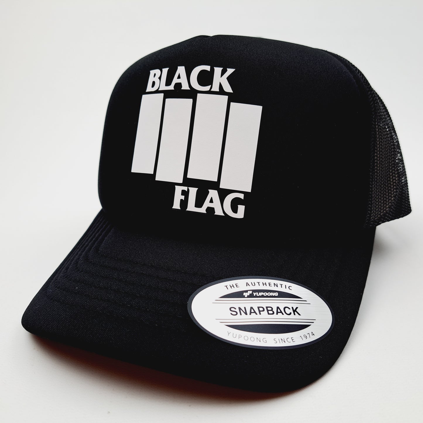 Black Flag Band Foam Mesh Trucker Snapback Black