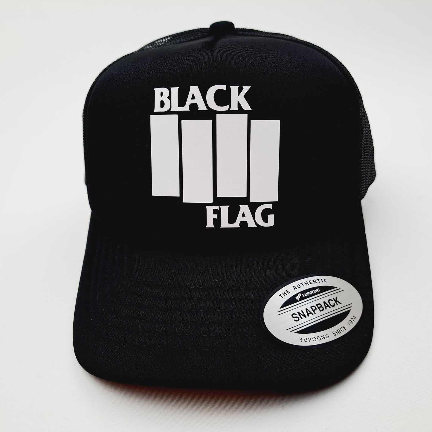 Black Flag Band Foam Mesh Trucker Snapback Black