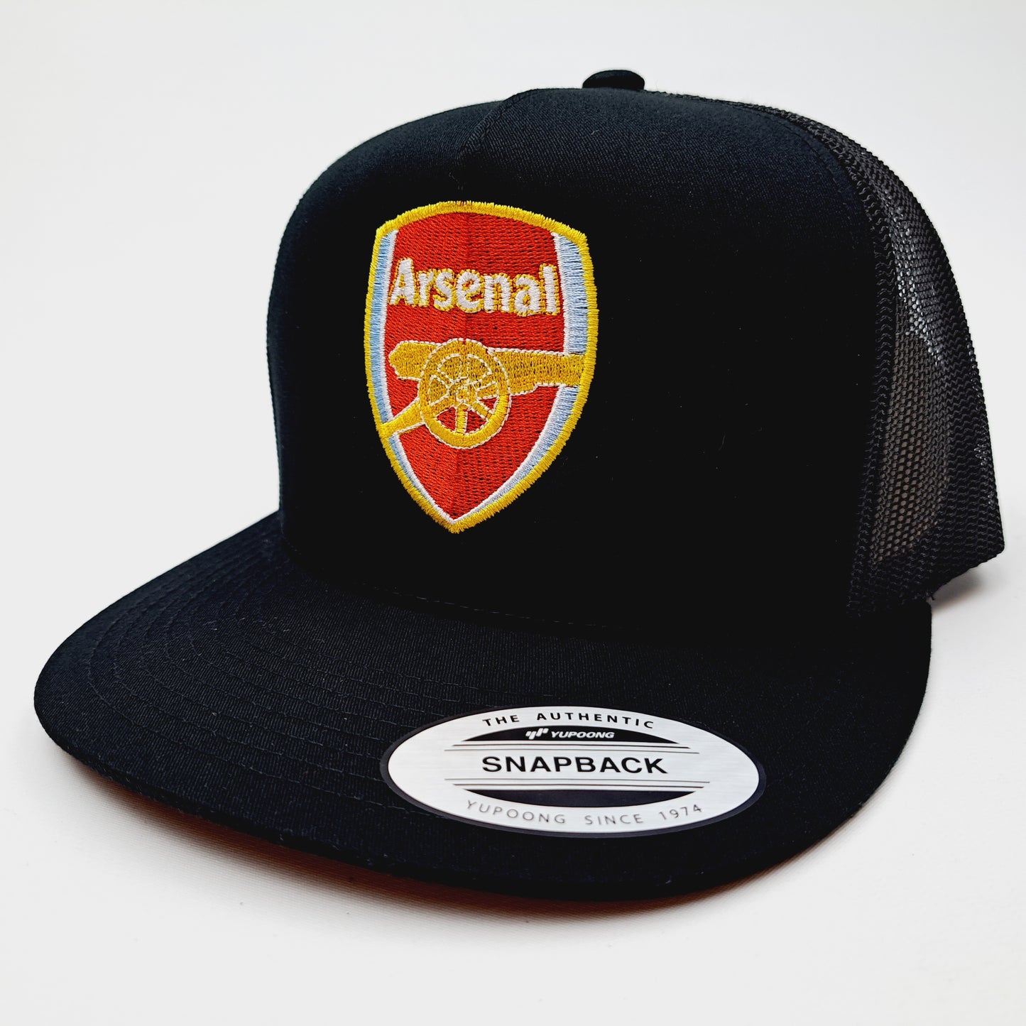 Arsenal F.C. Soccer Football Trucker Mesh Embroidered Snapback Cap Hat Black