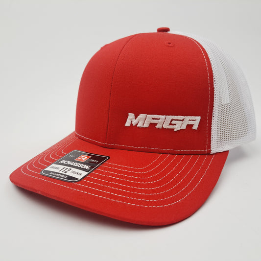 MAGA Trump 2024 Richardson 112 Trucker Mesh Snapback Cap Hat Red & White