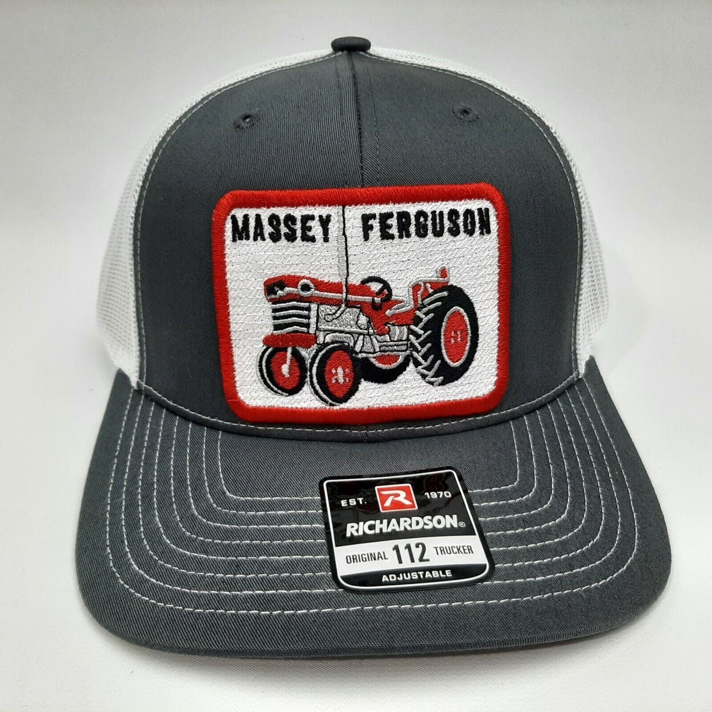 Massey Ferguson Patch Richardson 112 Trucker Mesh Snapback Cap Hat Gray & White