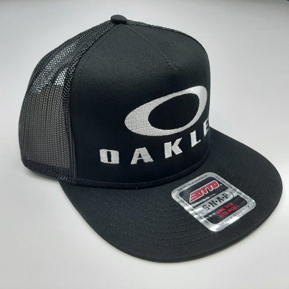 Oakley Embroidered Patch Flat Bill Snapback Trucker Vintage Mesh Hat Cap OTTO