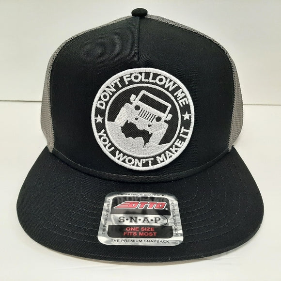 Jeep Otto Trucker Snapback Mesh Baseball Cap Hat Man Black & Gray