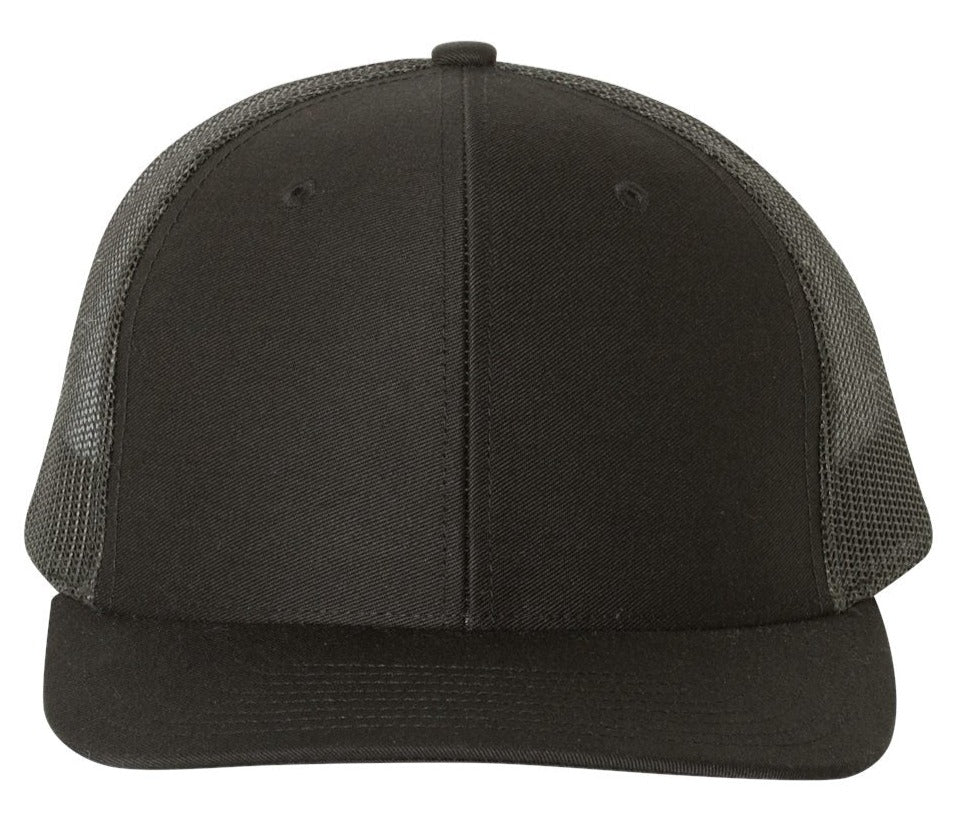 Richardson 112 Blank Low Profile Snapback Mesh Baseball Trucker Hat Cap Black