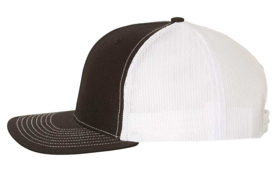 Richardson 112 Blank Low Profile Snapback Mesh Baseball Trucker Hat Cap Black & White