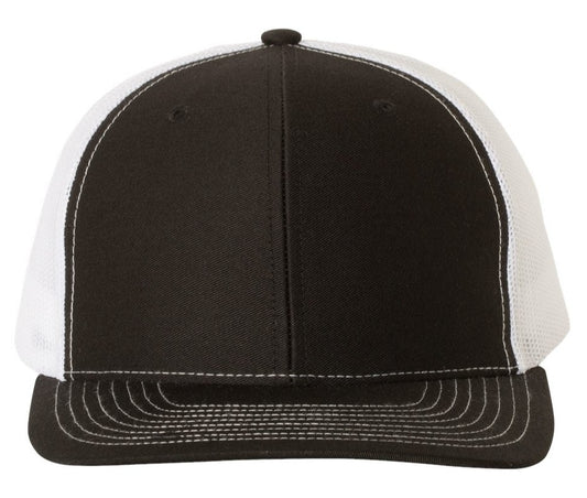 Richardson 112 Blank Low Profile Snapback Mesh Baseball Trucker Hat Cap Black & White