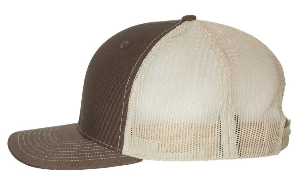 Richardson 112 Blank Low Profile Snapback Mesh Baseball Trucker Hat Cap Brown & Khaki