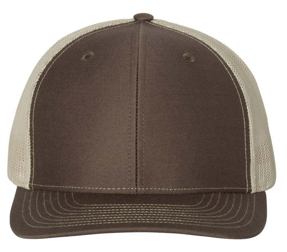 Richardson 112 Blank Low Profile Snapback Mesh Baseball Trucker Hat Cap Brown & Khaki