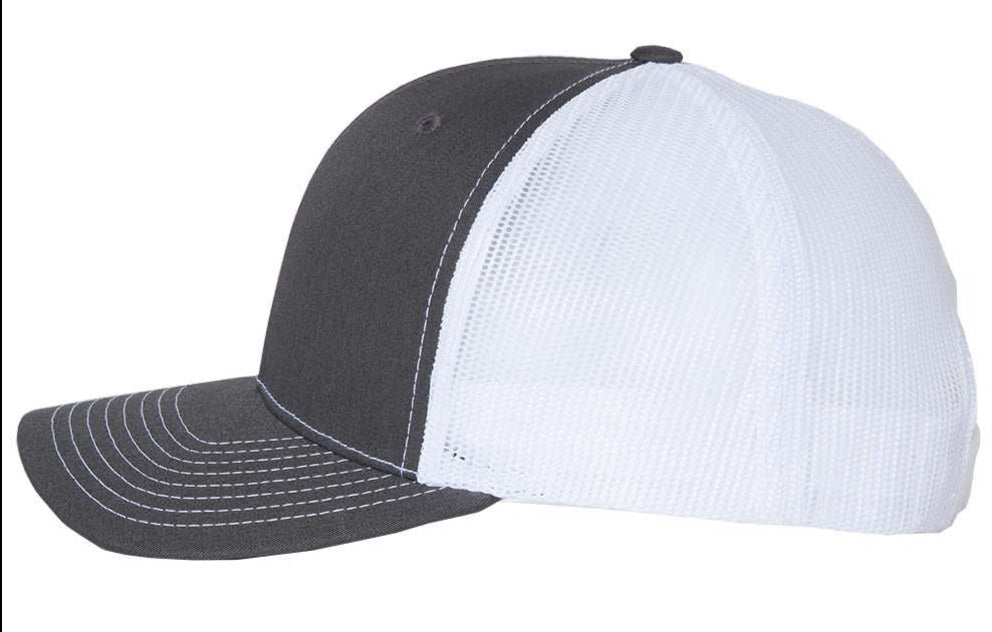 Richardson 112 Blank Low Profile Snapback Mesh Baseball Trucker Hat Cap Charcoal Gray & White
