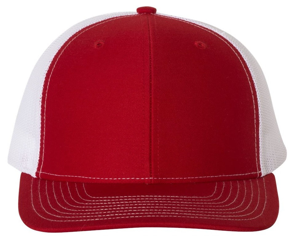Richardson 112 Blank Low Profile Snapback Mesh Baseball Trucker Hat Cap Red & White