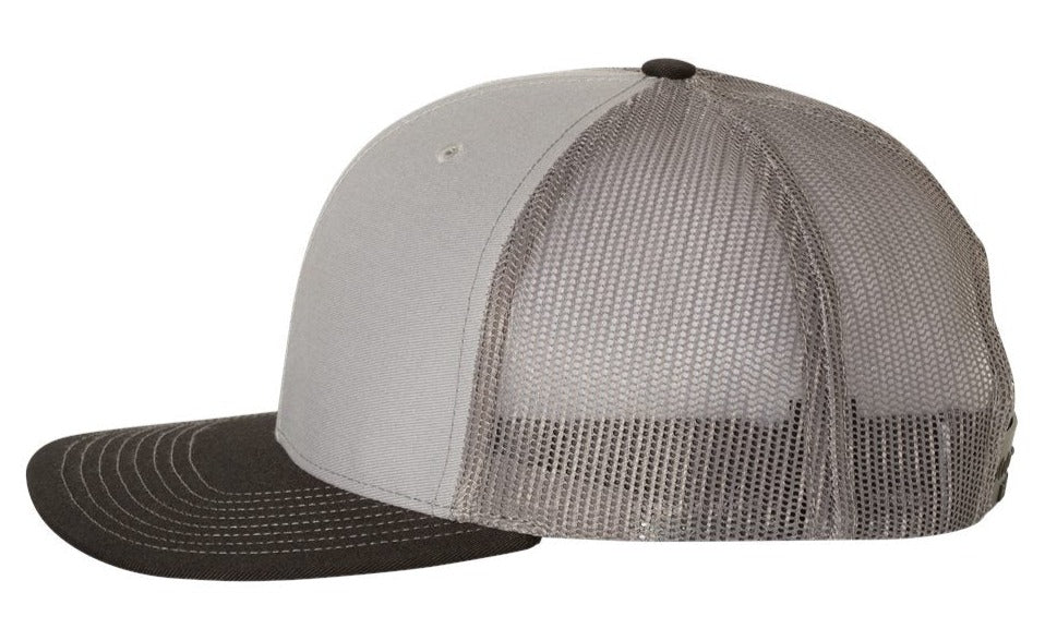 Richardson 112 Blank Low Profile Snapback Mesh Baseball Trucker Hat Cap Gray, Charcoal & Black