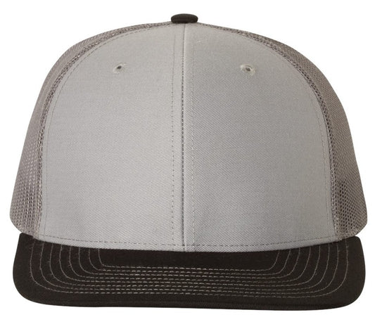 Richardson 112 Blank Low Profile Snapback Mesh Baseball Trucker Hat Cap Gray, Charcoal & Black
