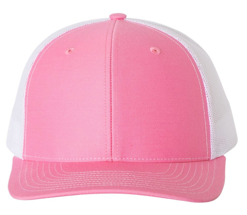 Richardson 112 Blank Low Profile Snapback Mesh Baseball Trucker Hat Cap Hot Pink & White