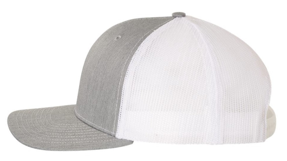 Richardson 112 Youth Blank Low Profile Snapback Mesh Baseball Trucker Hat Cap Heather Gray, & White