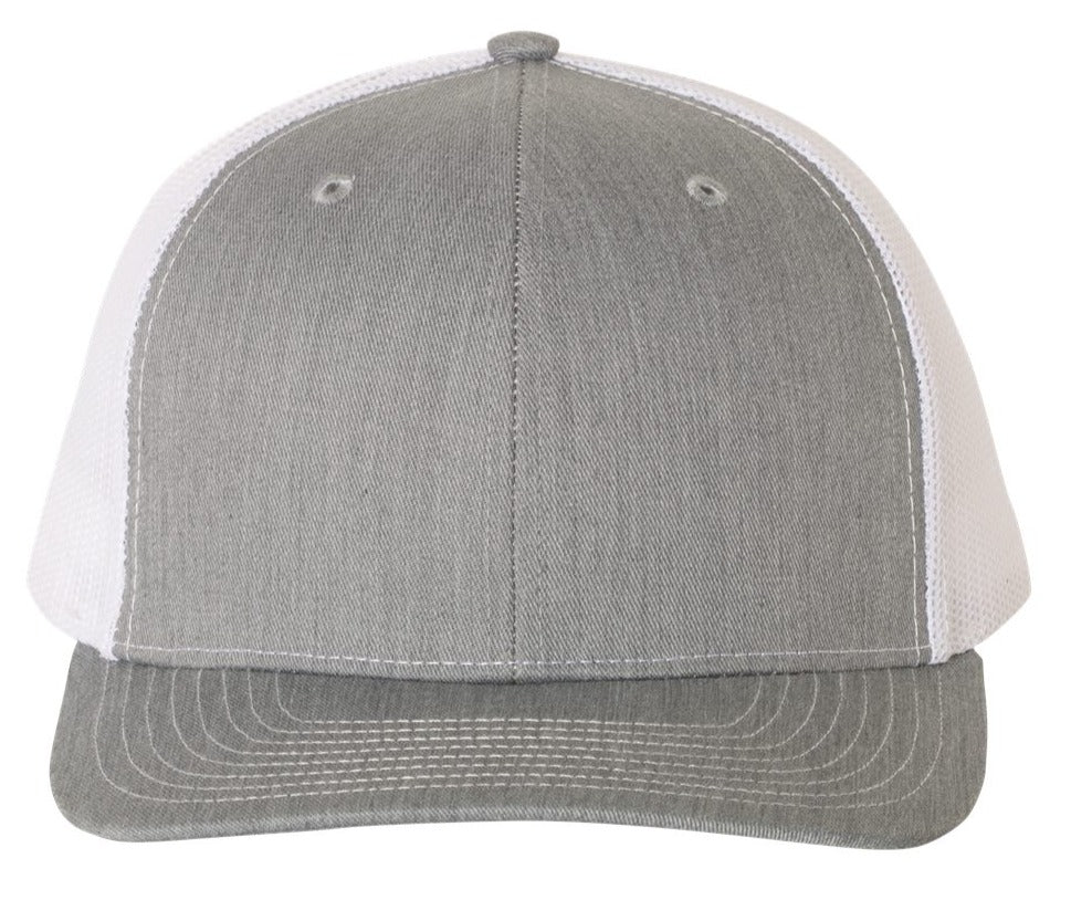 Richardson 112 Youth Blank Low Profile Snapback Mesh Baseball Trucker Hat Cap Heather Gray, & White