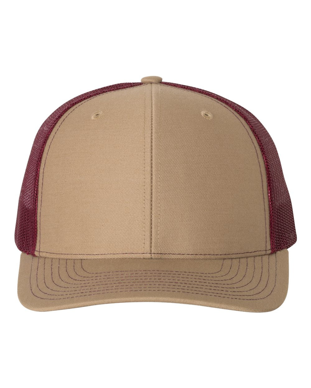Richardson 112 Blank Low Profile Snapback Mesh Baseball Trucker Hat Cap Khaki & Burgundy