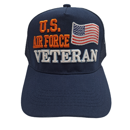 U.S. Air Force Veteran Mens Adjustable Mesh Snapback Hat Baseball Cap Embroidered