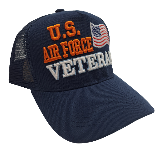 U.S. Air Force Veteran Mens Adjustable Mesh Snapback Hat Baseball Cap Embroidered