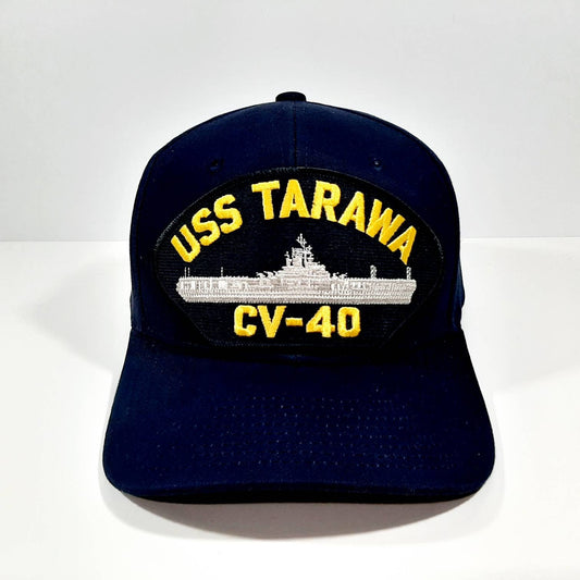 USS Tarawa CV-40 Embroidered Patch Ball Cap Hat Blue Acrylic