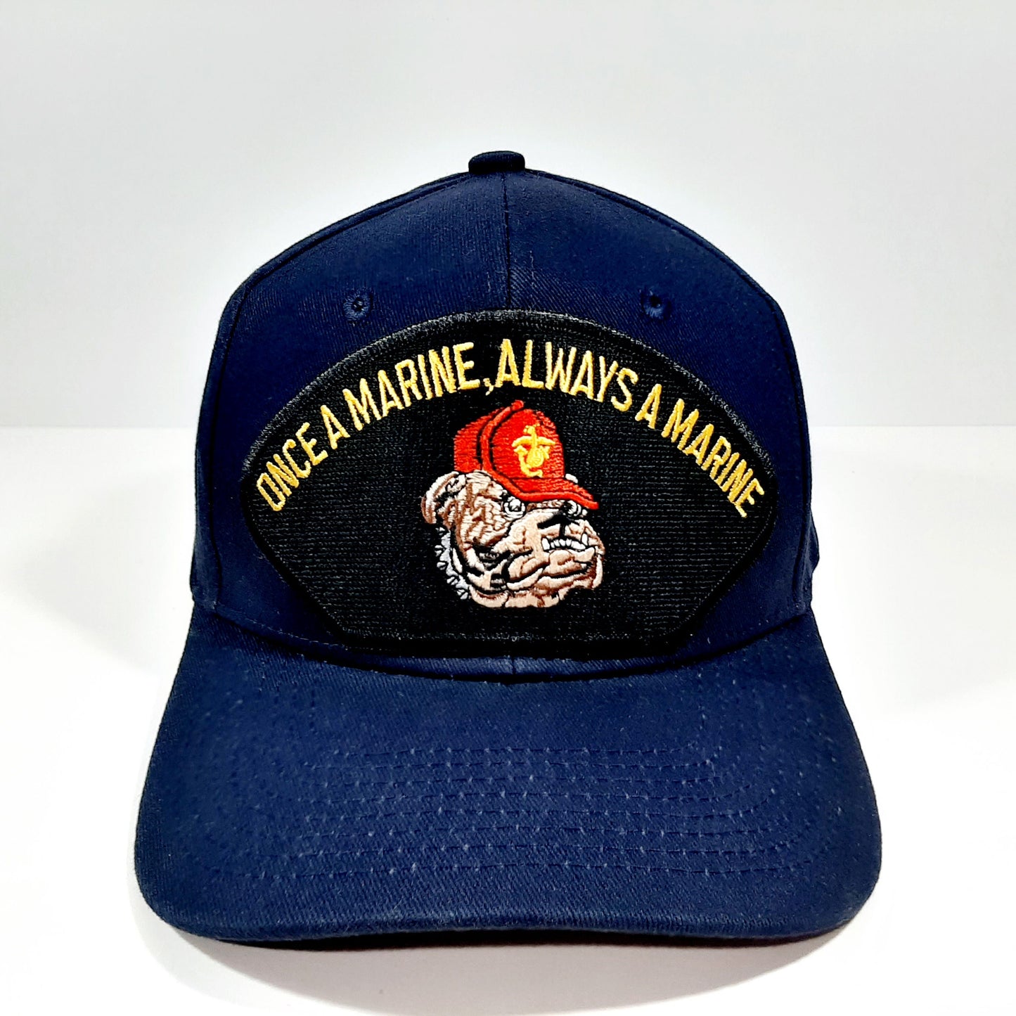 US Marines Once A Marine Embroidered Patch Hat Baseball Cap Bulldog