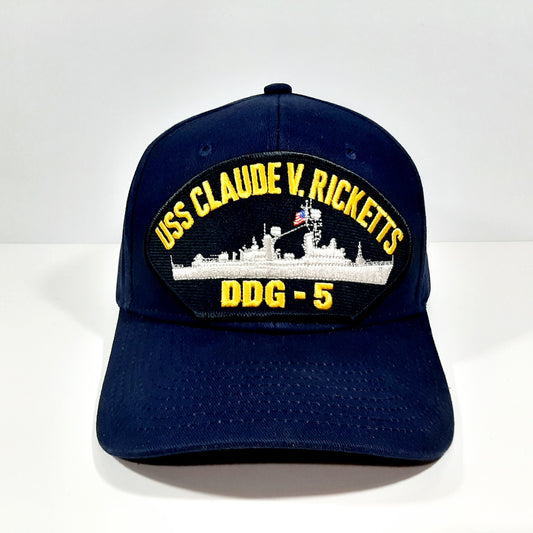 USS Claude V. Ricketts DDG-5 Embroidered Patch Hat Baseball Cap Adjustable Blue US Navy