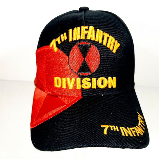 US Army 7th Infantry Division Men's Ball Cap Black Acrylic Strapback One Size H1