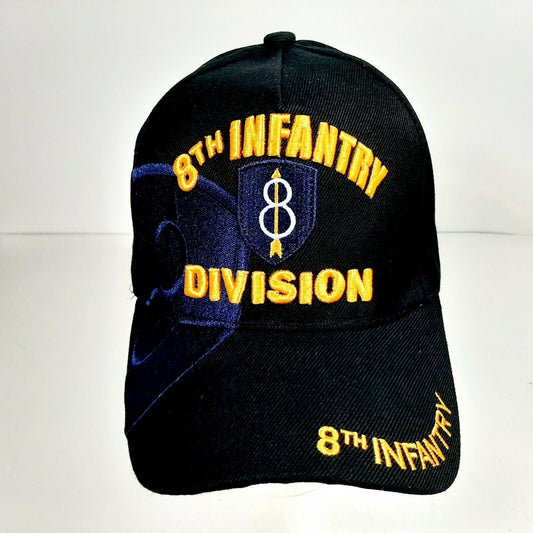 US Army 8th Infantry Division Men's Ball Cap Hat One Size Black Acrylic