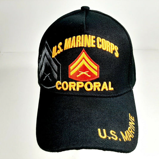 US Marine Corps Corporal Men's Ball Cap Hat One Size Black Acrylic