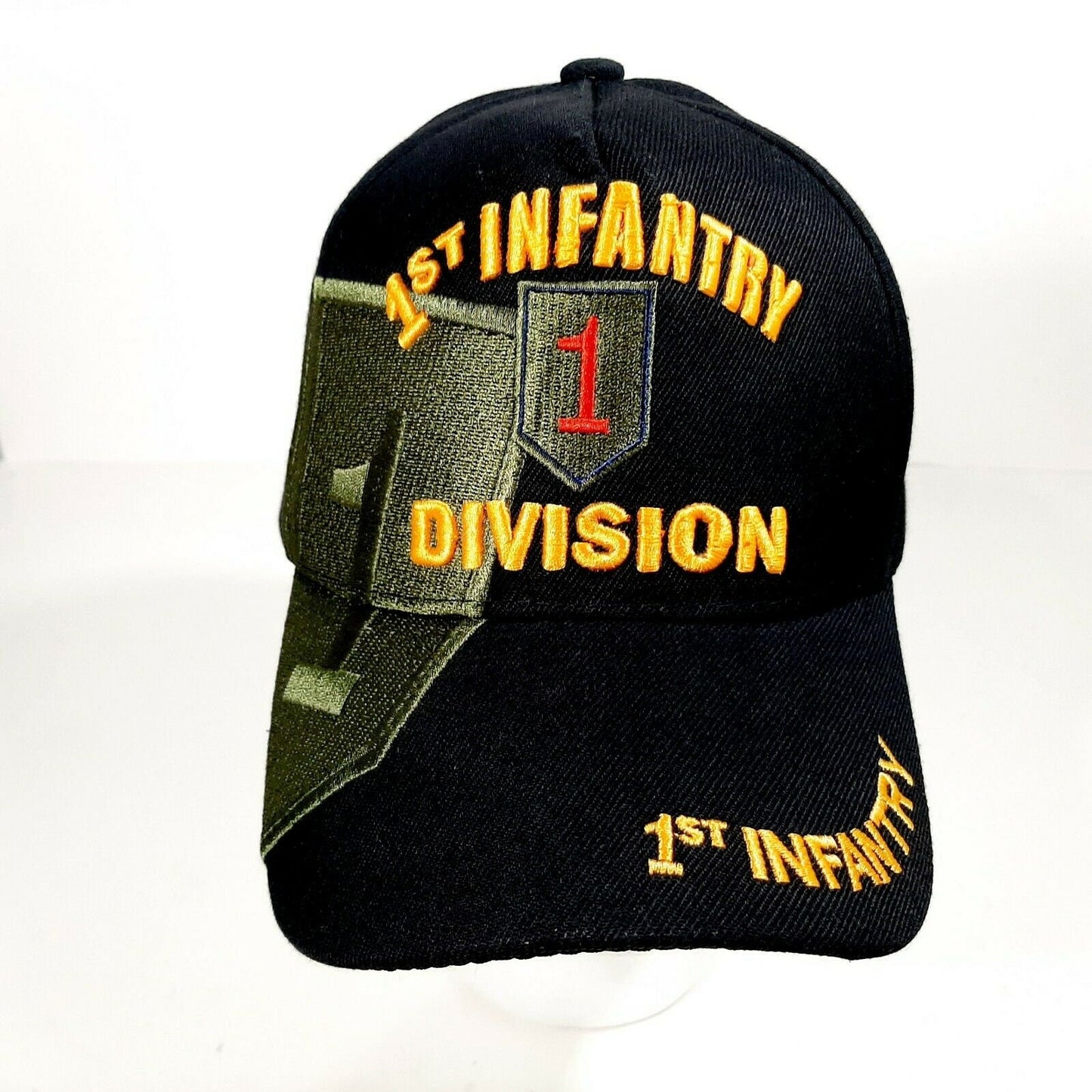 US Army 1st Infantry Division Men's Ball Cap Hat Black Acrylic Embroidered