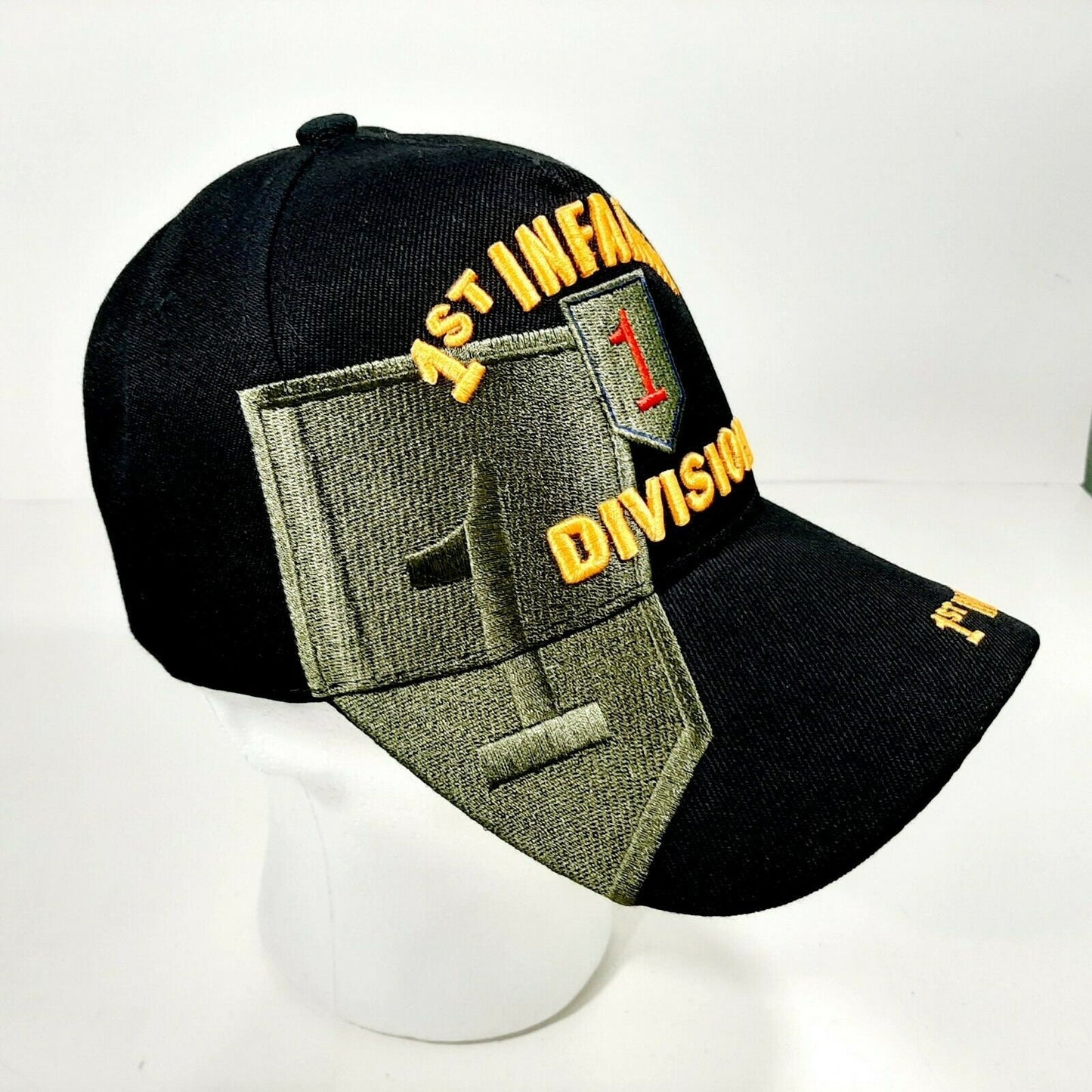 US Army 1st Infantry Division Men's Ball Cap Hat Black Acrylic Embroidered