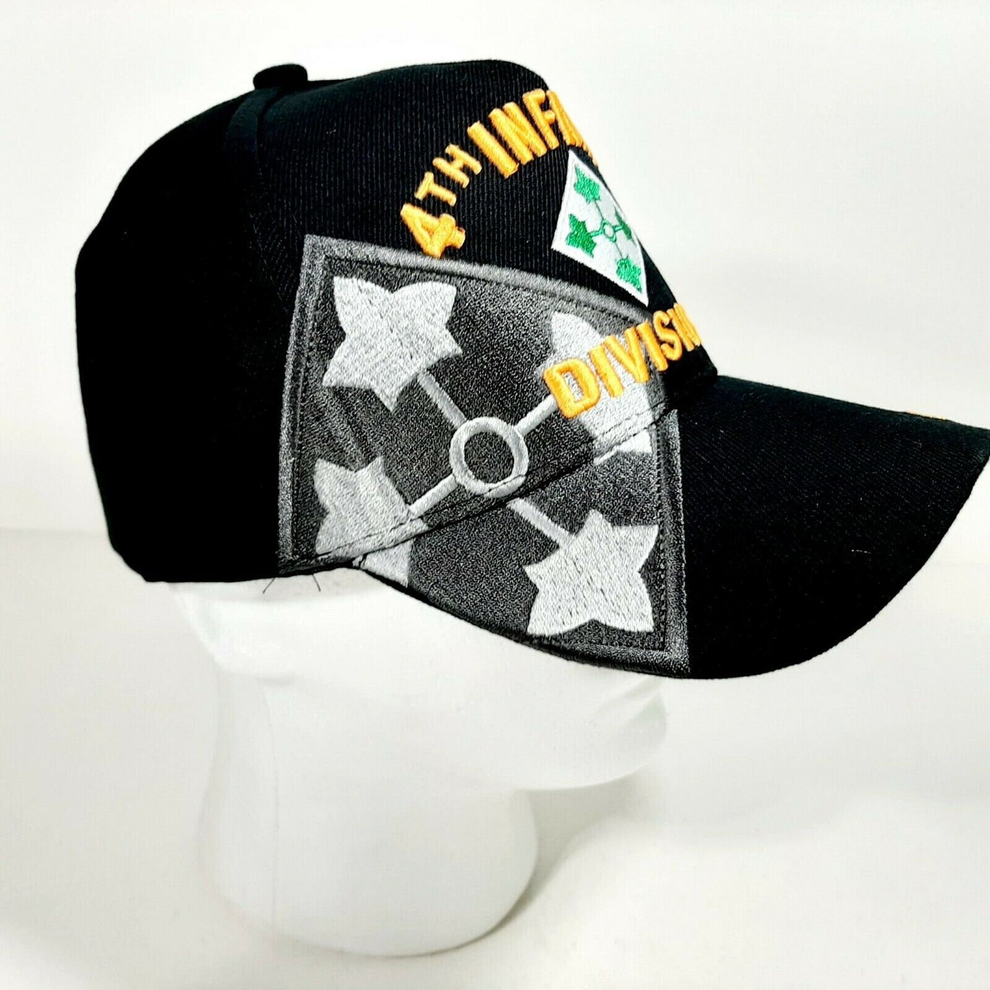 US Army 4th Infantry Division Men's Ball Cap Hat Black Acrylic Embroidered