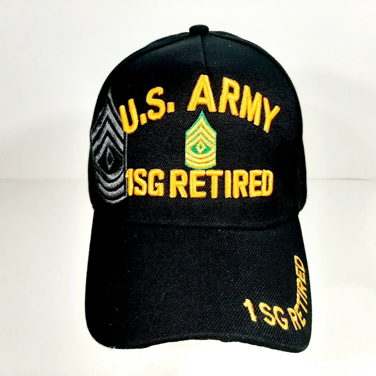 US Army 1SG Retired Men's Ball Cap Hat Black Embroidered Acrylic